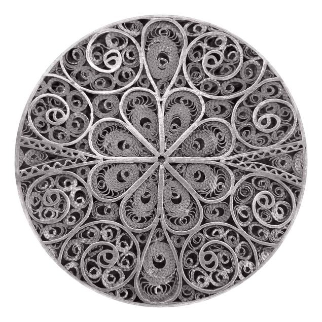 Moderne tapet Metal Ornamentation Mandala In Silver