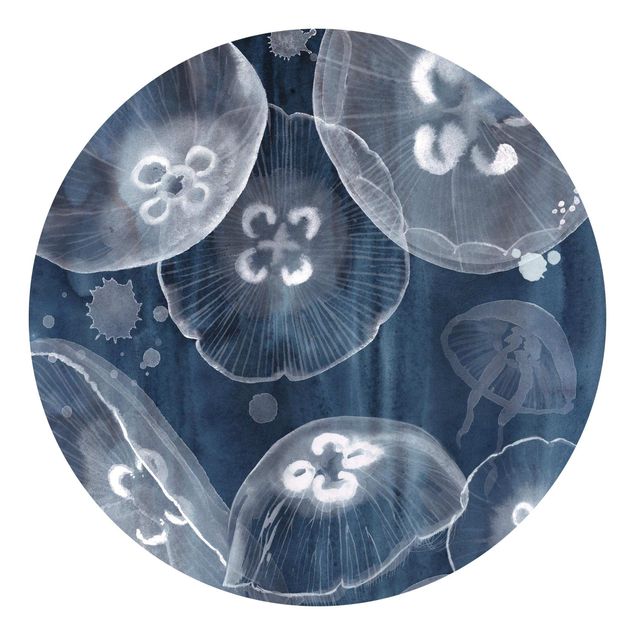 Fototapet blå Moon Jellyfish II