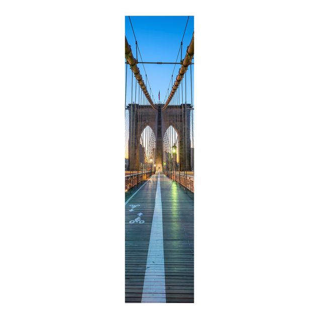 Panelgardiner arkitektur og skyline Dawn On The Brooklyn Bridge
