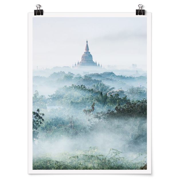 Billeder landskaber Morning Fog Over The Jungle Of Bagan