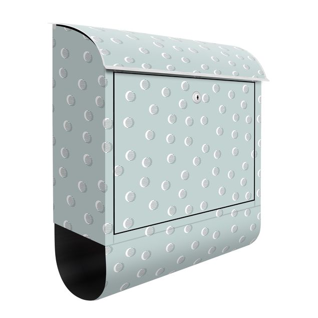 Postkasser blå Pattern With Dots And Circles On Bluish Grey
