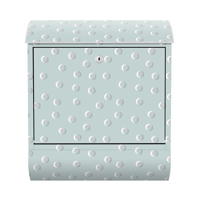 Postkasser grå Pattern With Dots And Circles On Bluish Grey