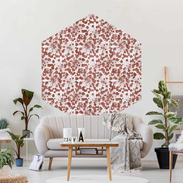 Moderne tapet Natural Pattern Dandelion With Dots Copper