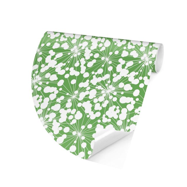 Tapet med mønster Natural Pattern Dandelion With Dots In Front Of Green