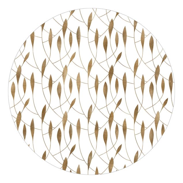 Moderne tapet Natural Pattern Sweeping Leaves In Gold