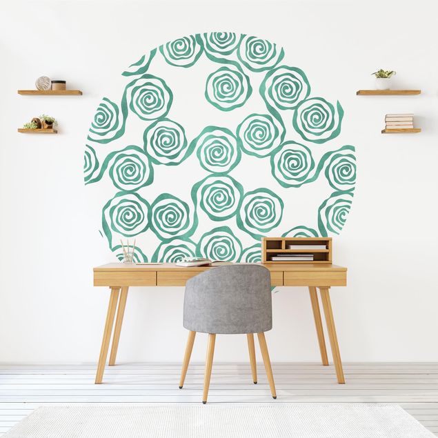 Mønstret tapeter Natural Pattern Swirl Turquoise