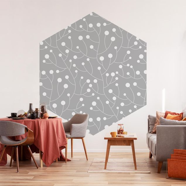 Tapet moderne Natural Pattern Growth With Dots On Gray