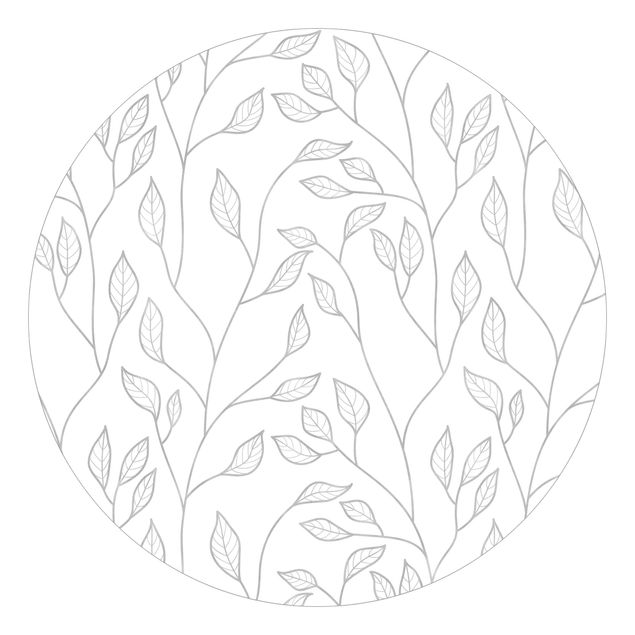 Tapet moderne Natural Pattern Branches With Leaves In Grey