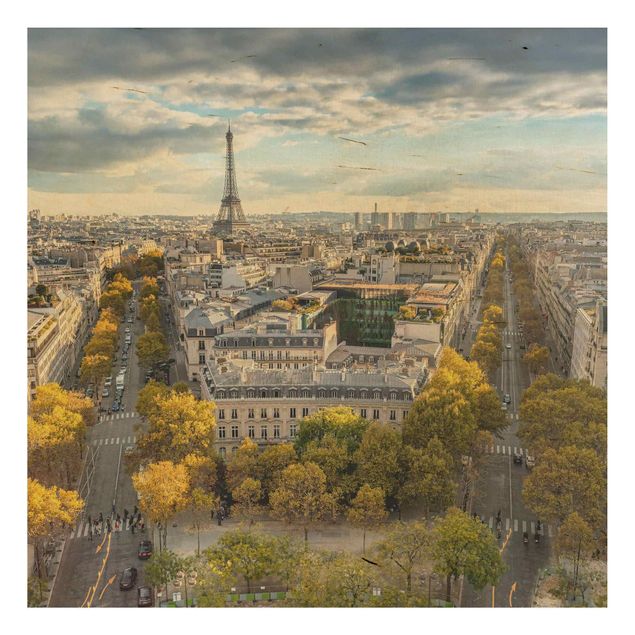 Prints på træ landskaber Nice day in Paris