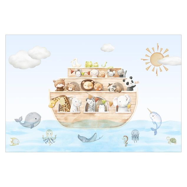 Tapet strand Cute baby animals on the ark