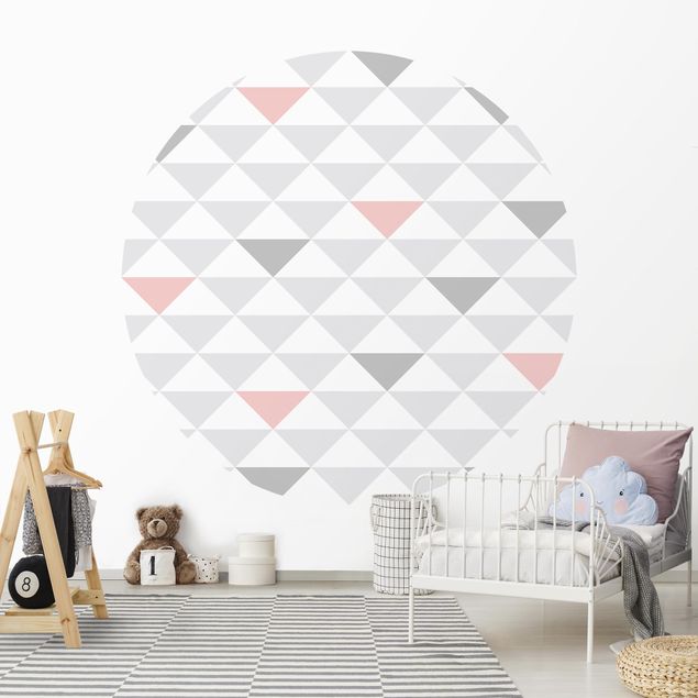 Geometrisk tapet No.YK65 Triangles Grey White Pink