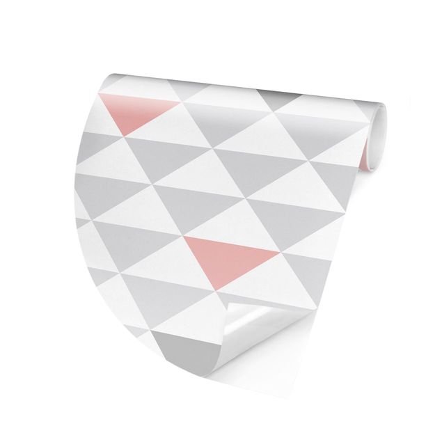 Mønstret tapeter No.YK65 Triangles Grey White Pink