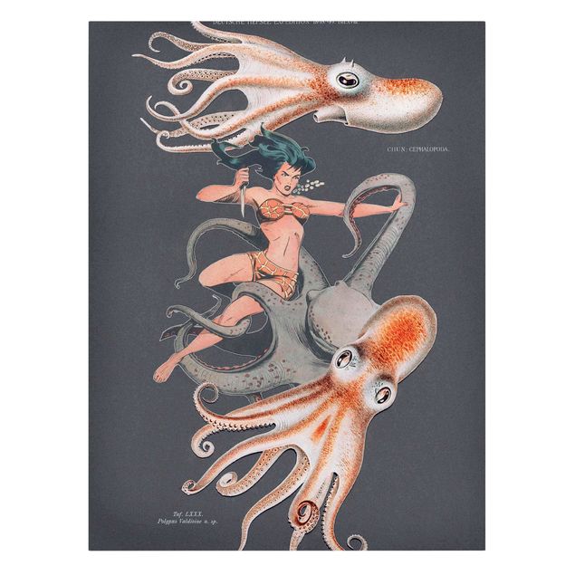 Billeder på lærred vintage Nymph With Octopusses