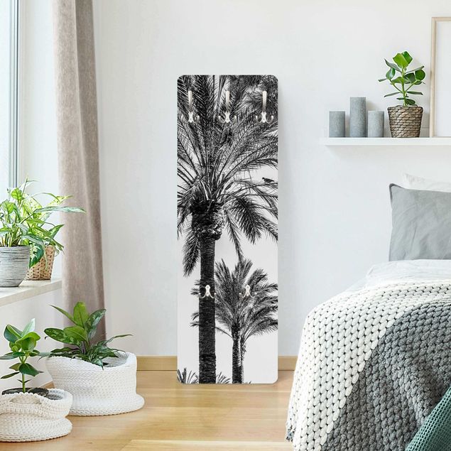 Knagerækker sort og hvid Palm Trees At Sunset Black And White
