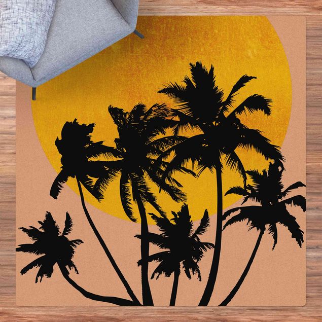 Kork måtter Palm Trees In Front Of Golden Sun