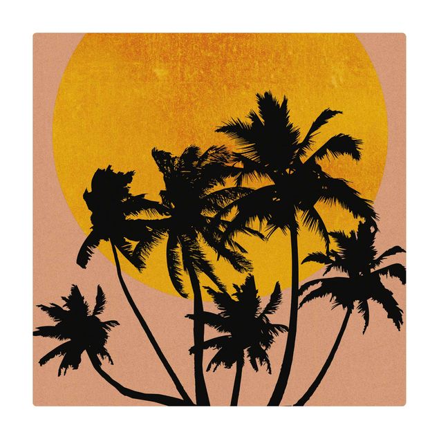 store gulvtæpper Palm Trees In Front Of Golden Sun
