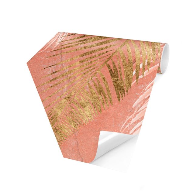 Fototapet lyserød Palm Fronds In Pink And Gold I