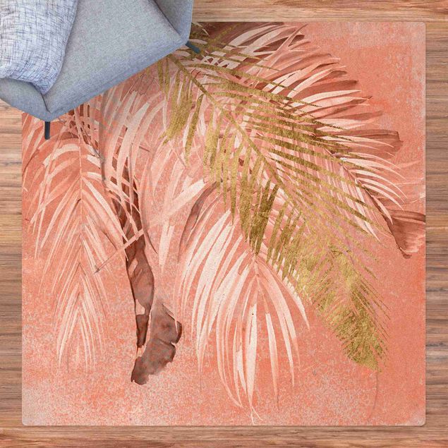 Kork måtter Palm Fronds In Pink And Gold II