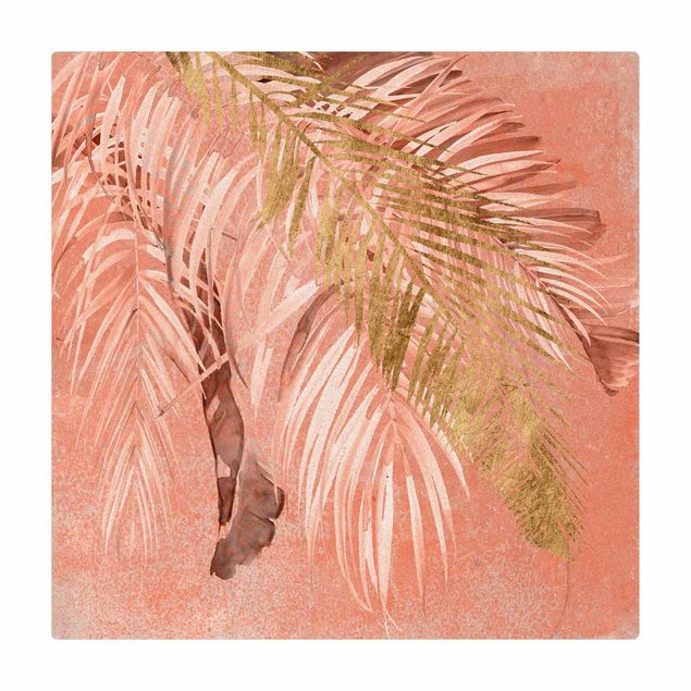 Tæpper Palm Fronds In Pink And Gold II