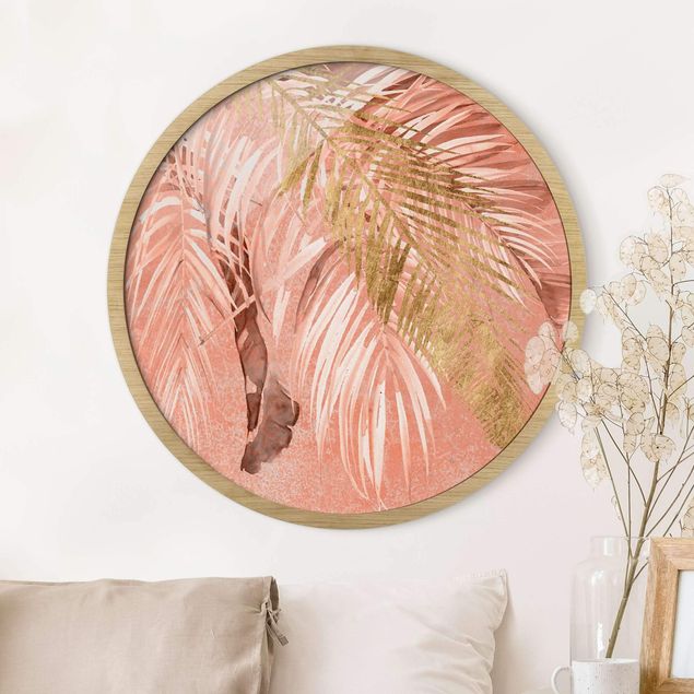 Rund billeder Palm Fronds In Pink And Gold II