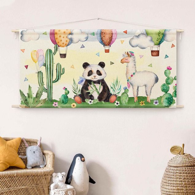 Billeder pandaer Panda And Lama Watercolour