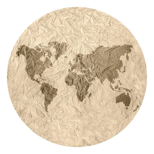 Tapet beige Paper World Map Beige Brown