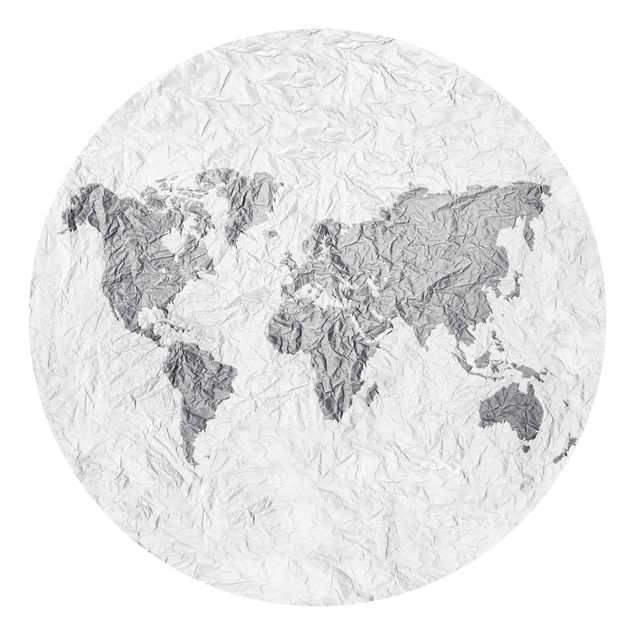 Fototapet verdenskort Paper World Map White Grey