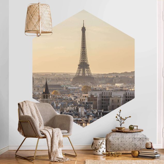 Fototapet arkitektur og skyline Paris at Dawn