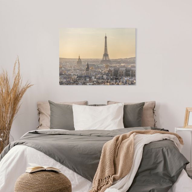 Billeder på lærred arkitektur og skyline Paris at Dawn