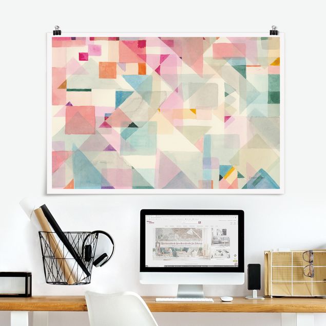 Plakater abstrakt Pastel triangles