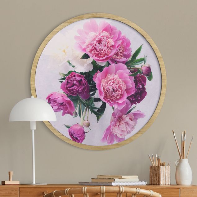 Indrammede plakater blomster Peonies Shabby Pink White