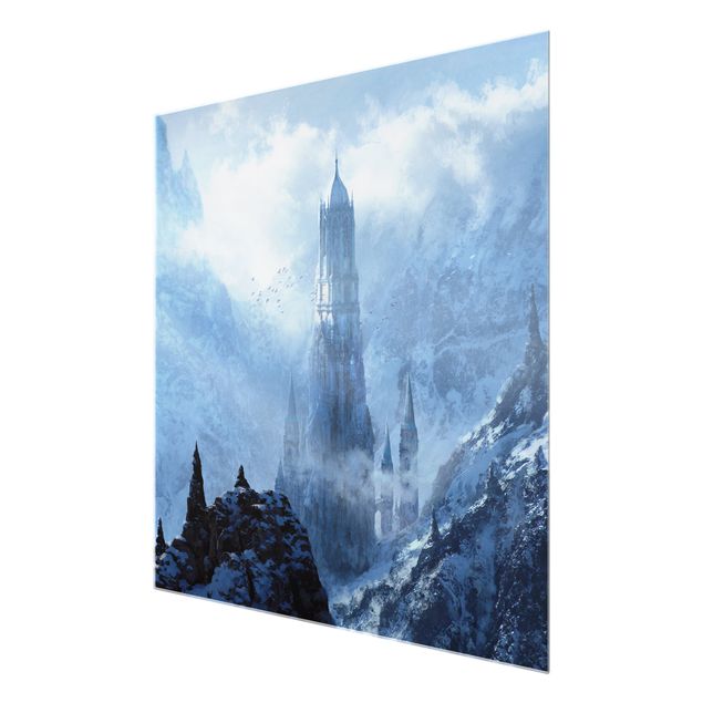 Billeder blå Fantasy Castle In Snowy Landscape