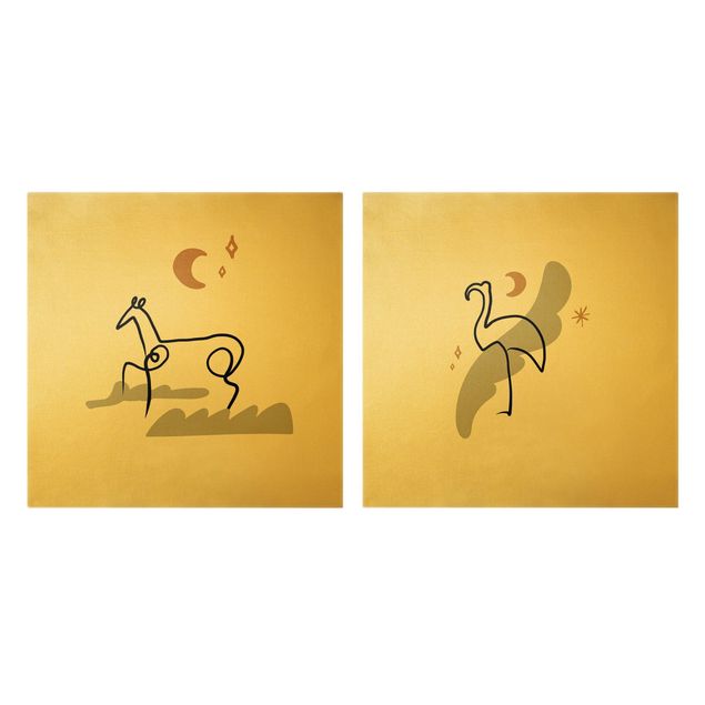 Billeder abstrakt Picasso Interpretation - Horse And Flamingo