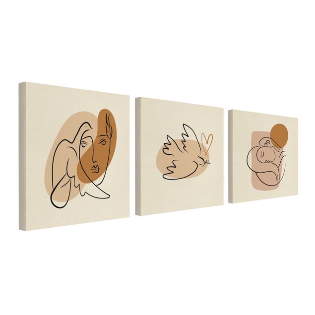 Lærredsbilleder Picasso Interpretation - Daydreaming And Dove Of Peace