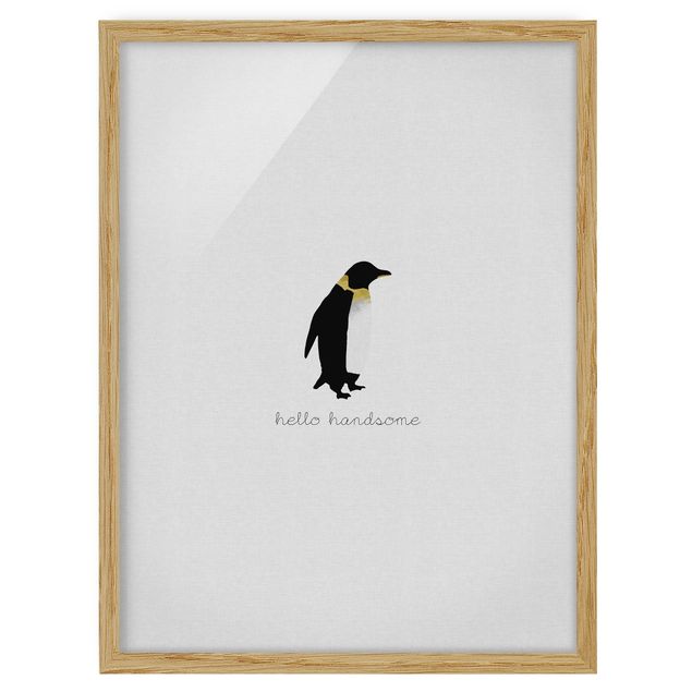 Billeder sort og hvid Penguin Quote Hello Handsome