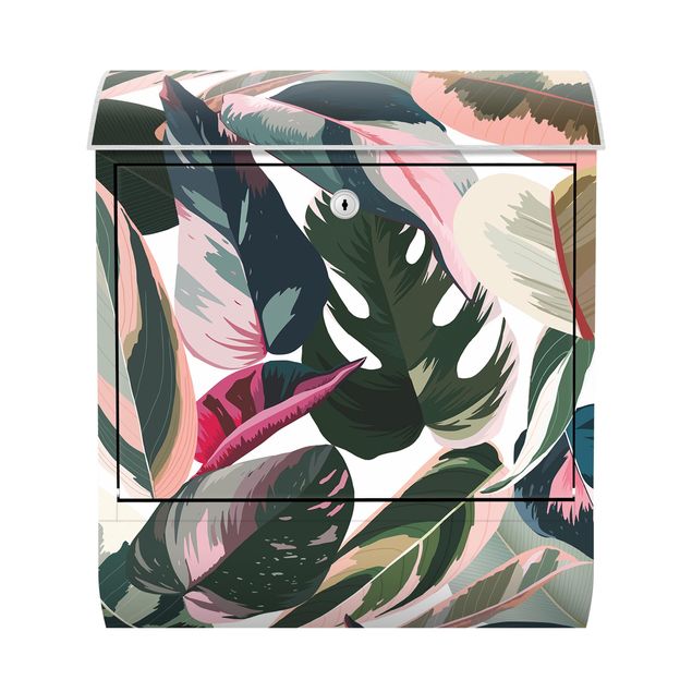 Postkasser grøn Pink Tropical Pattern XXL