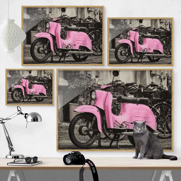 Indrammede plakater Pink Scooter