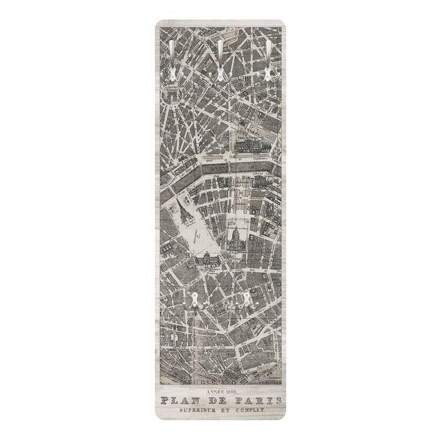 Knagerækker Map of Paris
