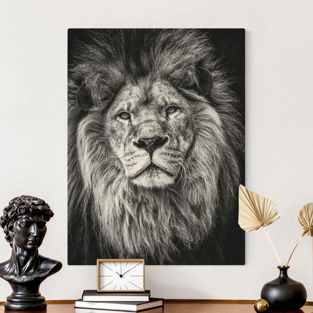 Billeder på lærred lions Portrait Lion Black And White