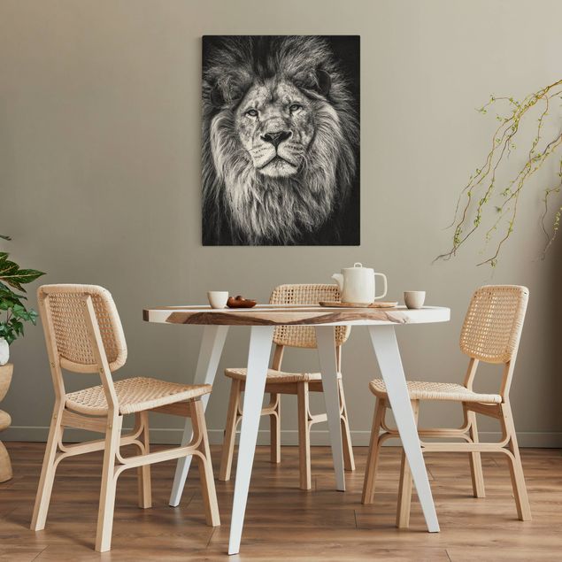 Billeder på lærred dyr Portrait Lion Black And White