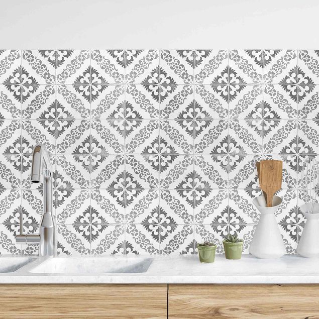 køkken dekorationer Portuguese Vintage Ceramic Tiles - Silves Black And White