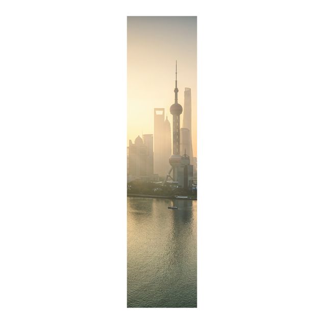 Panelgardiner arkitektur og skyline Pudong At Dawn