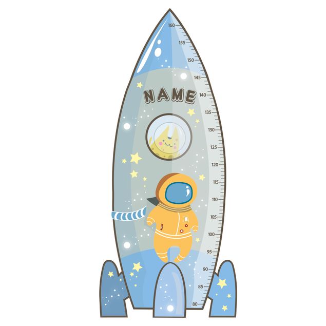 Wallstickers Rocket blue with custom name