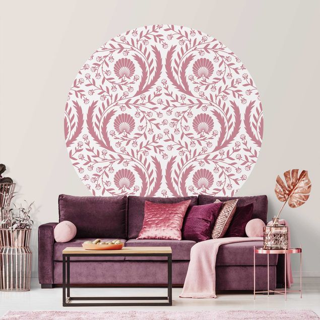 Ornamenter tapet Tendrils with Fan Flowers in Antique Pink