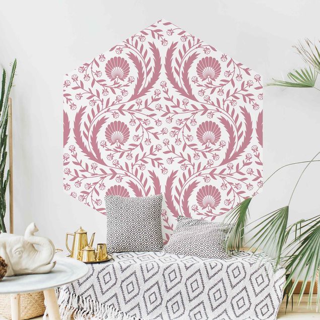 Fototapet blomster Tendrils with Fan Flowers in Antique Pink