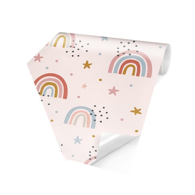 Tapet moderne Rainbow World With Stars And Dots