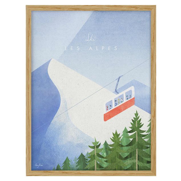 Indrammede plakater vintage Tourism Campaign - Les Alpes
