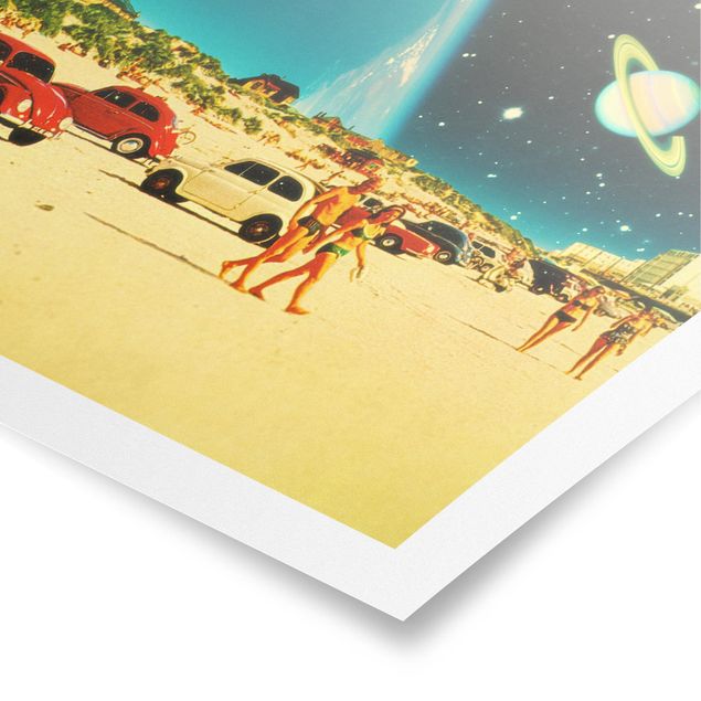 Plakater landskaber Retro Collage - Galactic Beach