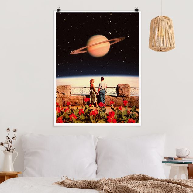 Plakater blomster Retro Collage - Love In Space