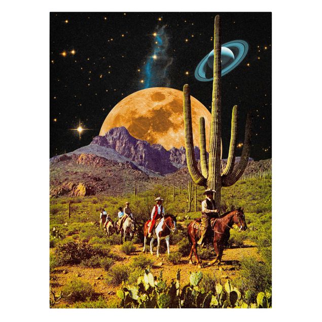 Billeder på lærred landskaber Retro Collage - Space Cowboys